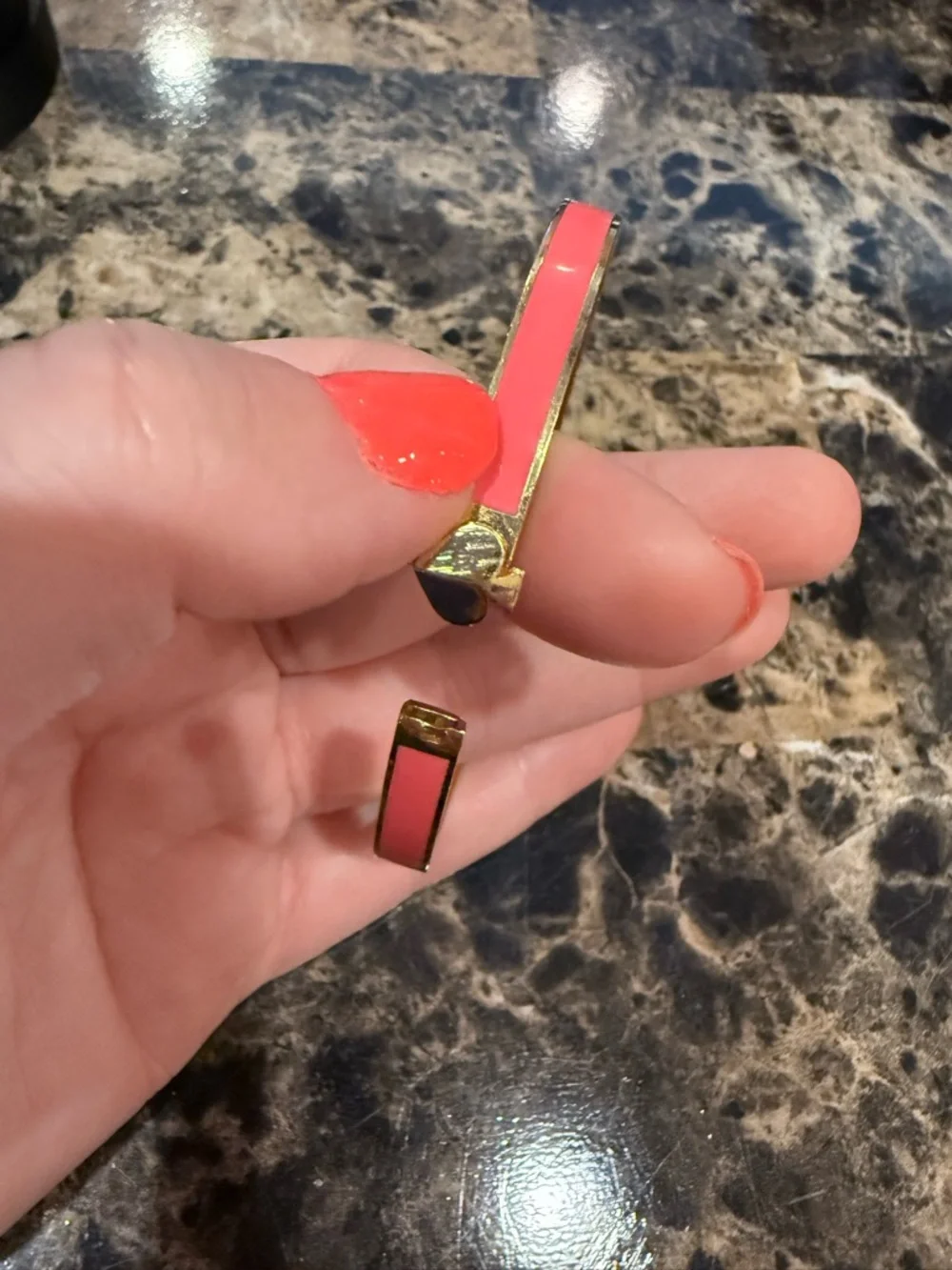 Kate Spade Everyday Spade Thin Enamel Hinge Bangle - Salmon Pink - Picture 9 of 9